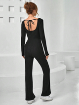 Ribbed Knit Wide Leg Jumpsuit
