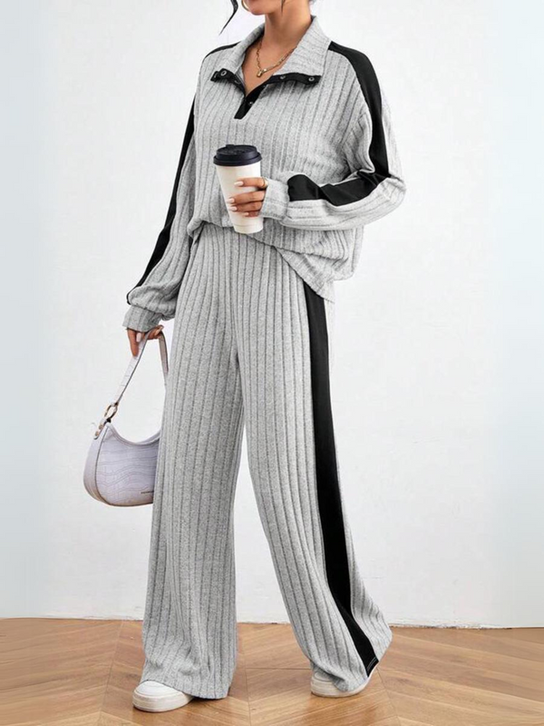 Contrast Ribbed Co-ord Set