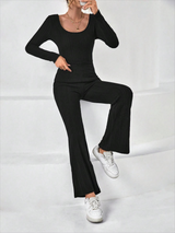 Ribbed Knit Wide Leg Jumpsuit