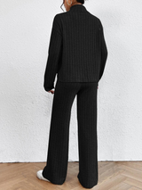Neck Dropped Shoulder Top and Pants Set