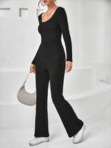 Ribbed Knit Wide Leg Jumpsuit