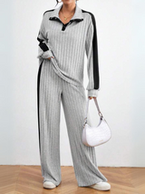 Contrast Ribbed Co-ord Set