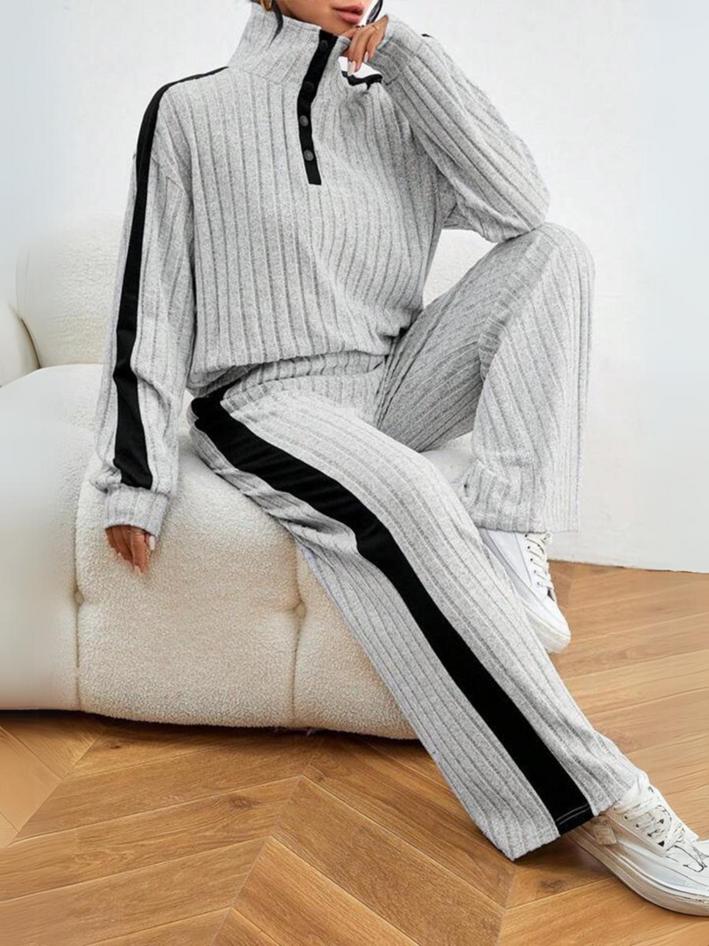 Contrast Ribbed Co-ord Set