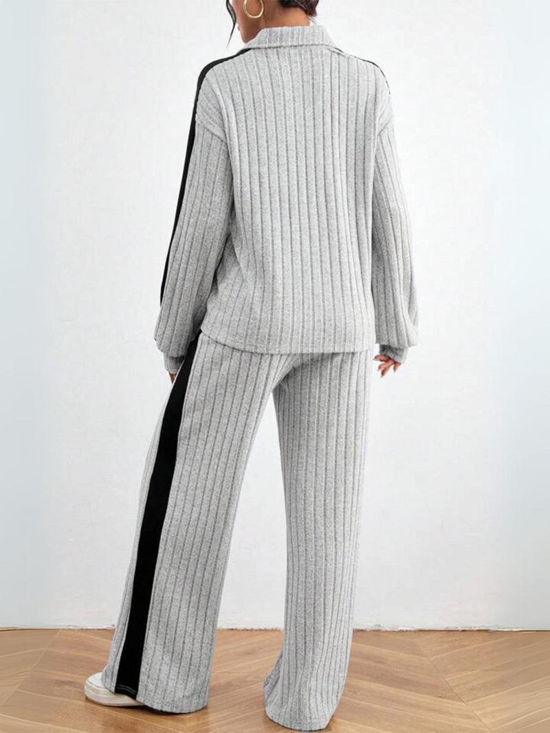 Contrast Ribbed Co-ord Set